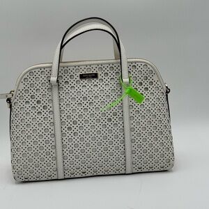 Kate Spade White Perforated Leather Newbury
Lane Top Handle Bag White